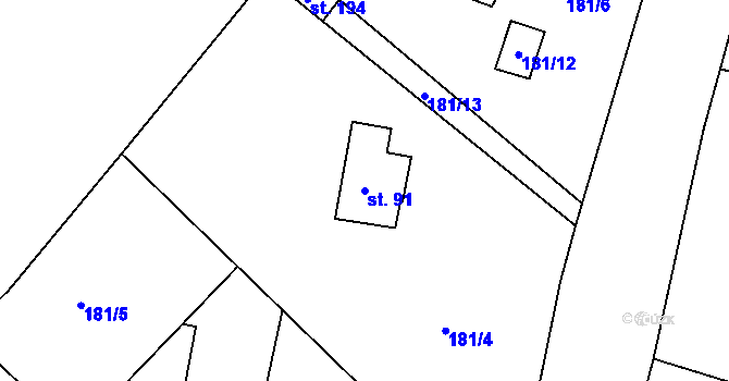 Parcela st. 91 v KÚ Skorkov, Katastrální mapa