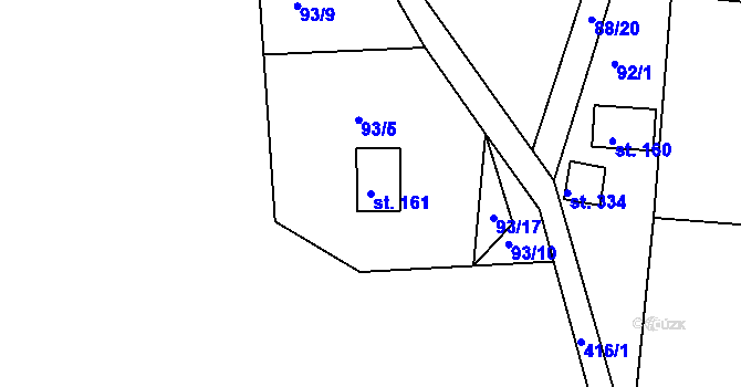 Parcela st. 161 v KÚ Skorkov, Katastrální mapa