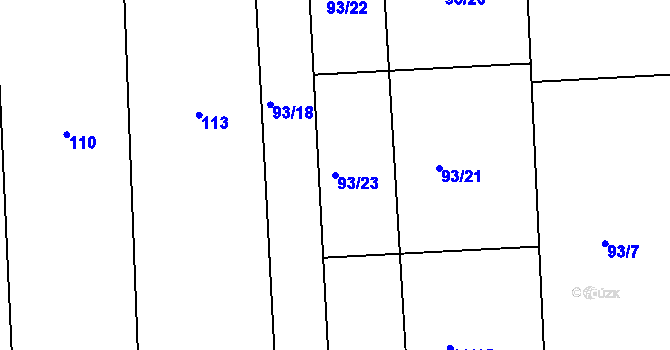 Parcela st. 93/23 v KÚ Skorkov, Katastrální mapa