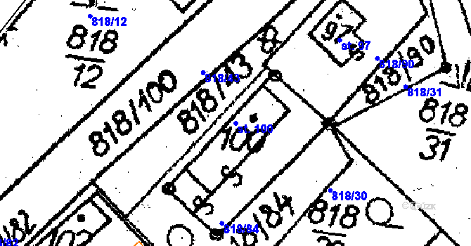 Parcela st. 100 v KÚ Skorkov u Herálce, Katastrální mapa