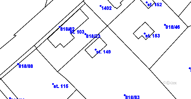 Parcela st. 149 v KÚ Skorkov u Herálce, Katastrální mapa