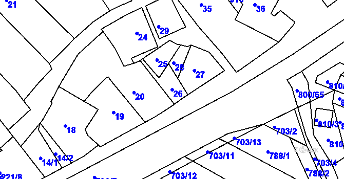 Parcela st. 26 v KÚ Skoronice, Katastrální mapa