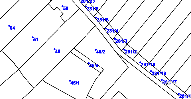 Parcela st. 45/2 v KÚ Skoronice, Katastrální mapa