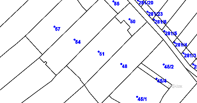Parcela st. 51 v KÚ Skoronice, Katastrální mapa