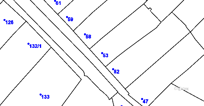 Parcela st. 53 v KÚ Skoronice, Katastrální mapa