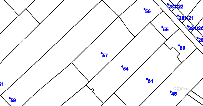Parcela st. 57 v KÚ Skoronice, Katastrální mapa