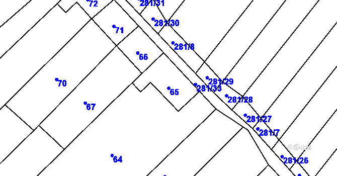 Parcela st. 65 v KÚ Skoronice, Katastrální mapa
