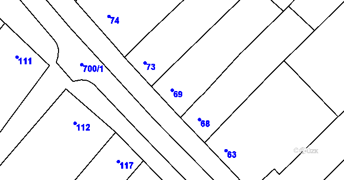 Parcela st. 69 v KÚ Skoronice, Katastrální mapa