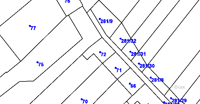 Parcela st. 72 v KÚ Skoronice, Katastrální mapa