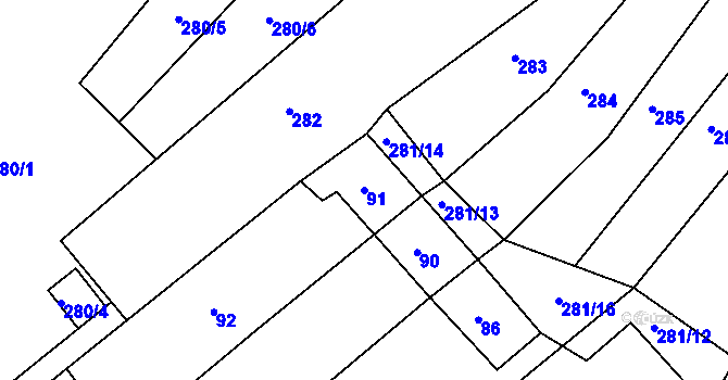 Parcela st. 91 v KÚ Skoronice, Katastrální mapa
