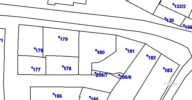 Parcela st. 180 v KÚ Skoronice, Katastrální mapa