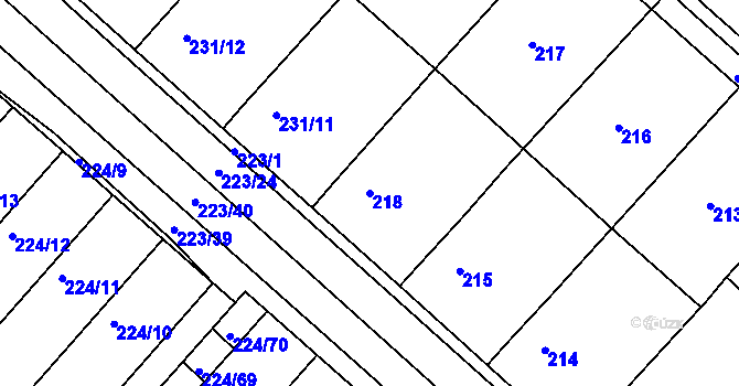 Parcela st. 218 v KÚ Skoronice, Katastrální mapa