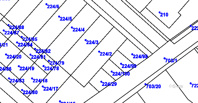 Parcela st. 224/2 v KÚ Skoronice, Katastrální mapa