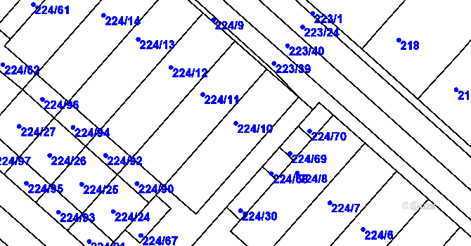Parcela st. 224/10 v KÚ Skoronice, Katastrální mapa