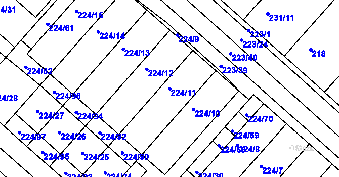 Parcela st. 224/11 v KÚ Skoronice, Katastrální mapa
