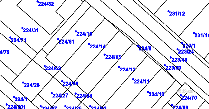 Parcela st. 224/13 v KÚ Skoronice, Katastrální mapa