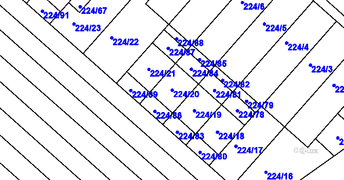 Parcela st. 224/20 v KÚ Skoronice, Katastrální mapa