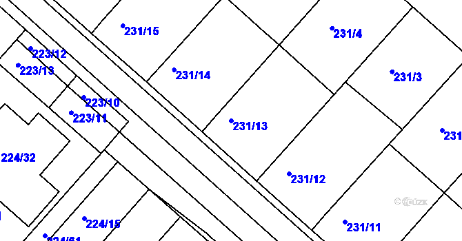 Parcela st. 231/13 v KÚ Skoronice, Katastrální mapa