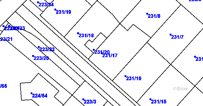 Parcela st. 231/17 v KÚ Skoronice, Katastrální mapa
