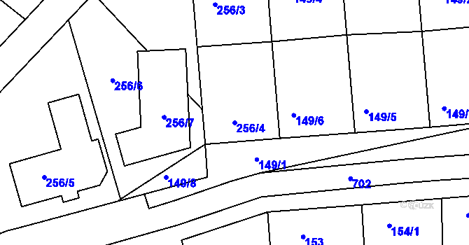 Parcela st. 256/4 v KÚ Skoronice, Katastrální mapa