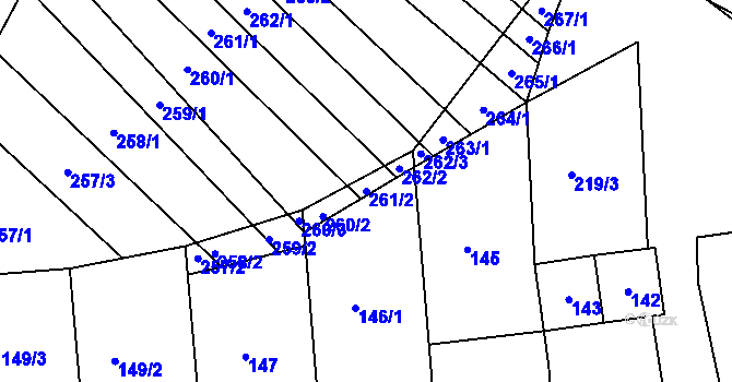 Parcela st. 261/2 v KÚ Skoronice, Katastrální mapa