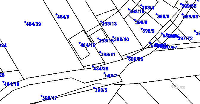 Parcela st. 398/11 v KÚ Skoronice, Katastrální mapa