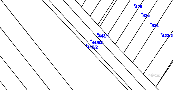 Parcela st. 445/2 v KÚ Skoronice, Katastrální mapa