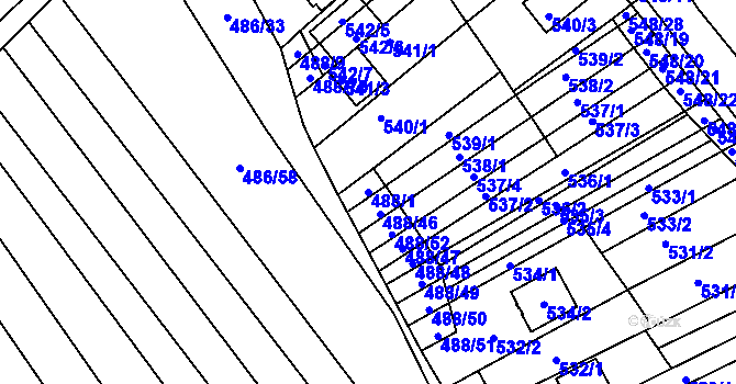 Parcela st. 488/1 v KÚ Skoronice, Katastrální mapa