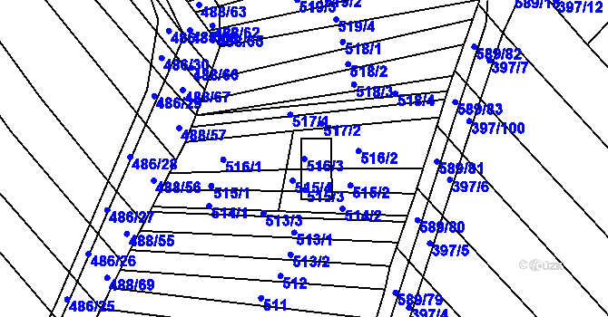 Parcela st. 516/3 v KÚ Skoronice, Katastrální mapa