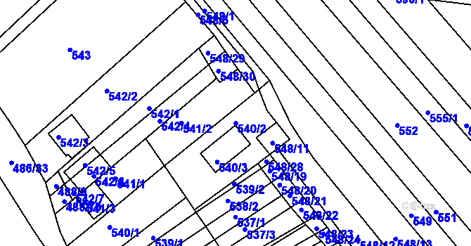 Parcela st. 540/2 v KÚ Skoronice, Katastrální mapa
