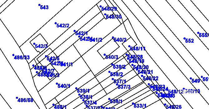 Parcela st. 540/3 v KÚ Skoronice, Katastrální mapa