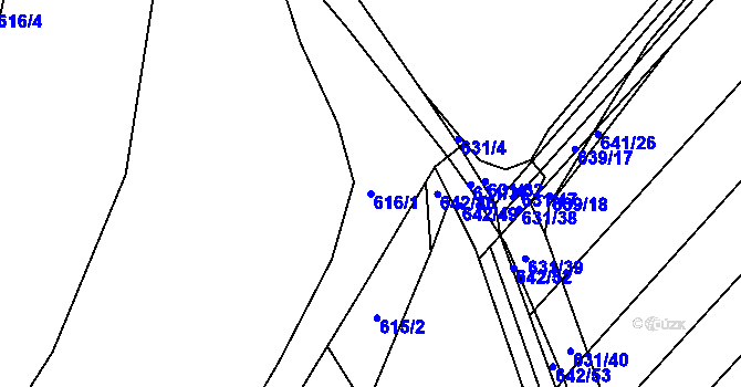 Parcela st. 616/1 v KÚ Skoronice, Katastrální mapa