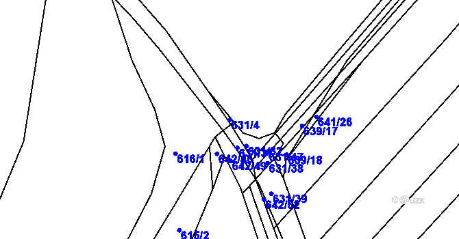 Parcela st. 631/4 v KÚ Skoronice, Katastrální mapa