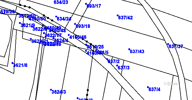 Parcela st. 631/5 v KÚ Skoronice, Katastrální mapa