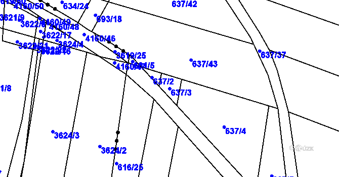 Parcela st. 637/3 v KÚ Skoronice, Katastrální mapa