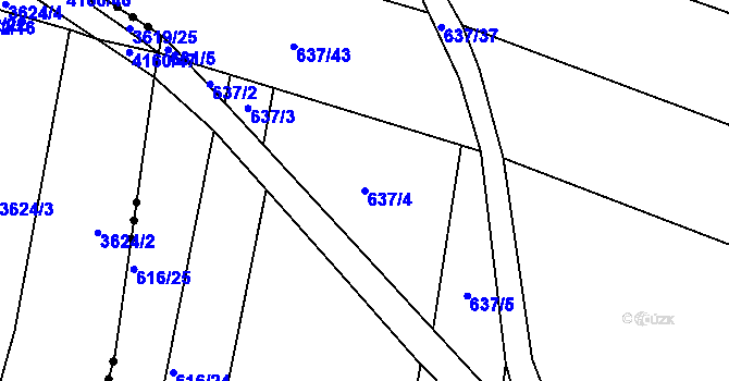 Parcela st. 637/4 v KÚ Skoronice, Katastrální mapa