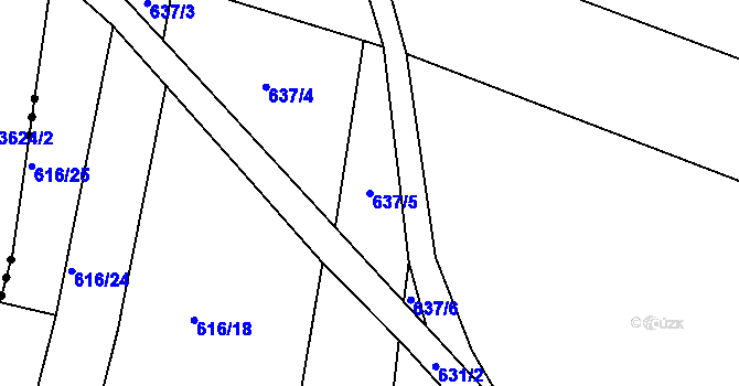 Parcela st. 637/5 v KÚ Skoronice, Katastrální mapa
