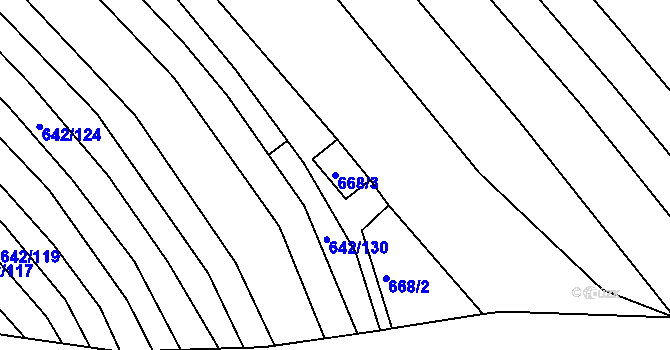 Parcela st. 668/3 v KÚ Skoronice, Katastrální mapa