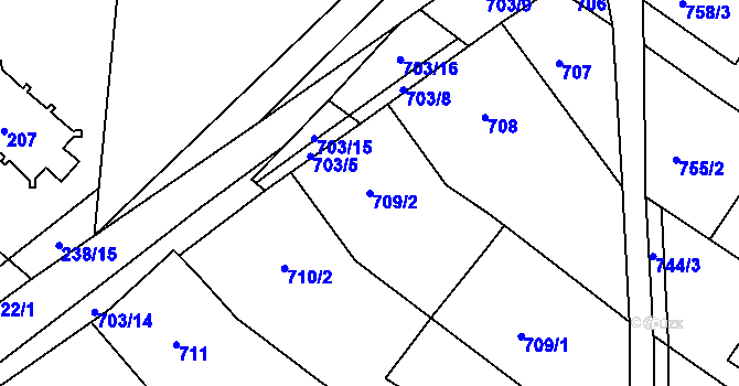 Parcela st. 709/2 v KÚ Skoronice, Katastrální mapa