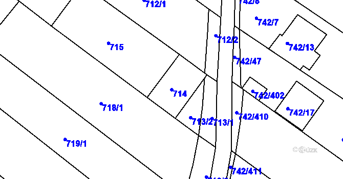 Parcela st. 714 v KÚ Skoronice, Katastrální mapa