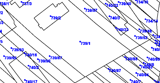 Parcela st. 739/1 v KÚ Skoronice, Katastrální mapa