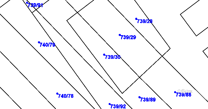 Parcela st. 739/30 v KÚ Skoronice, Katastrální mapa