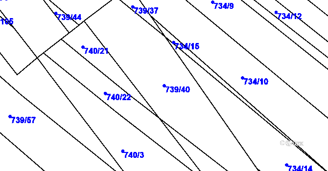 Parcela st. 739/40 v KÚ Skoronice, Katastrální mapa