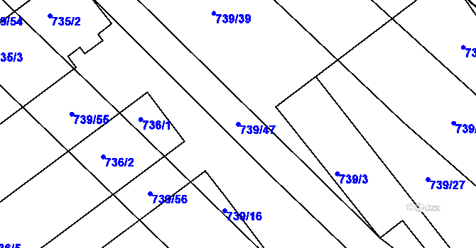 Parcela st. 739/47 v KÚ Skoronice, Katastrální mapa