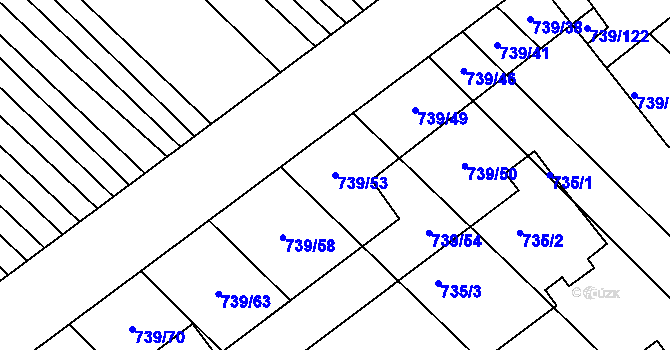 Parcela st. 739/53 v KÚ Skoronice, Katastrální mapa