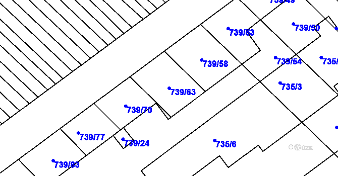 Parcela st. 739/63 v KÚ Skoronice, Katastrální mapa