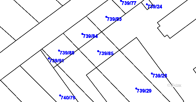 Parcela st. 739/85 v KÚ Skoronice, Katastrální mapa