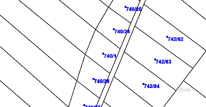 Parcela st. 740/1 v KÚ Skoronice, Katastrální mapa