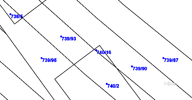 Parcela st. 740/16 v KÚ Skoronice, Katastrální mapa