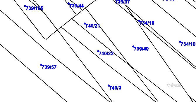 Parcela st. 740/22 v KÚ Skoronice, Katastrální mapa